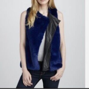 PJK Patterson J. Kincaid Women's Size X Small / Small Blue Faux Fur Vest $298
